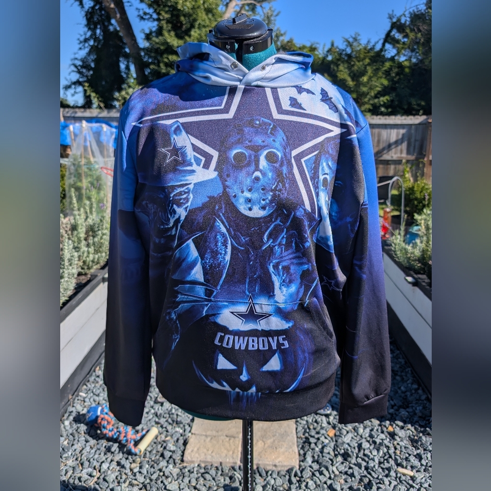 Dallas Cowboys Horror Themed Hoodie Mens L Missing Drawstring